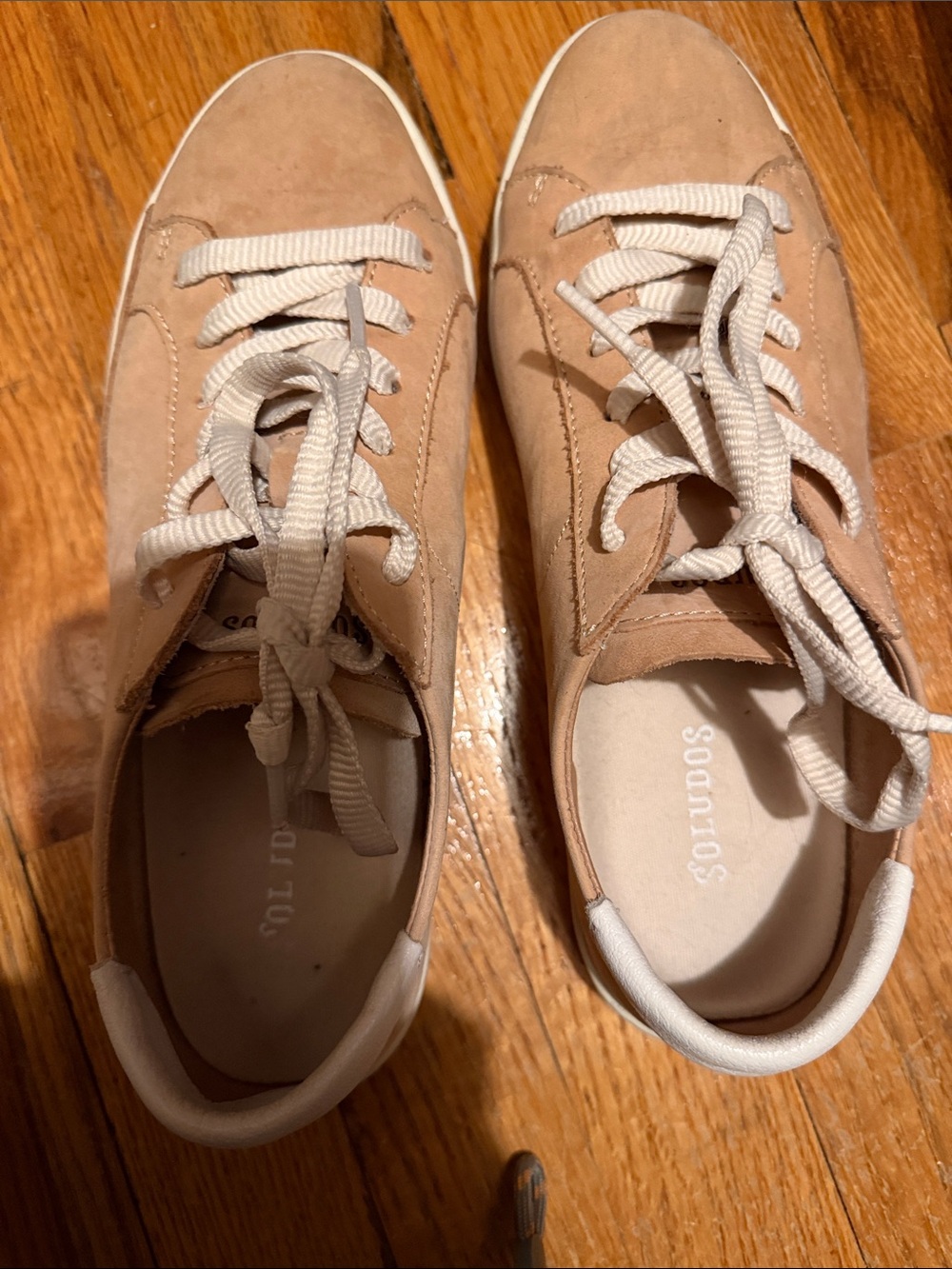 Soludos Blush/Tan Suede Lace-Up Sneakers
